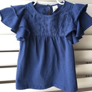 Gap navy embroidered flutter top